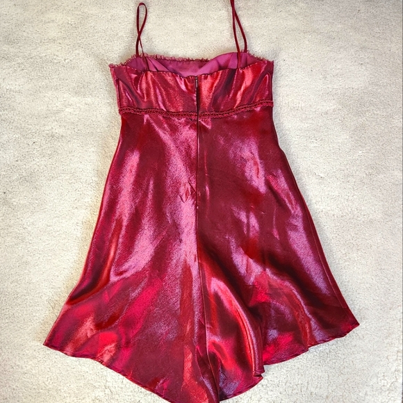 90s Y2K Fairy Whimsygoth Milkmaid coquette prom Red Satin shimmer 8 - Picture 5 of 14